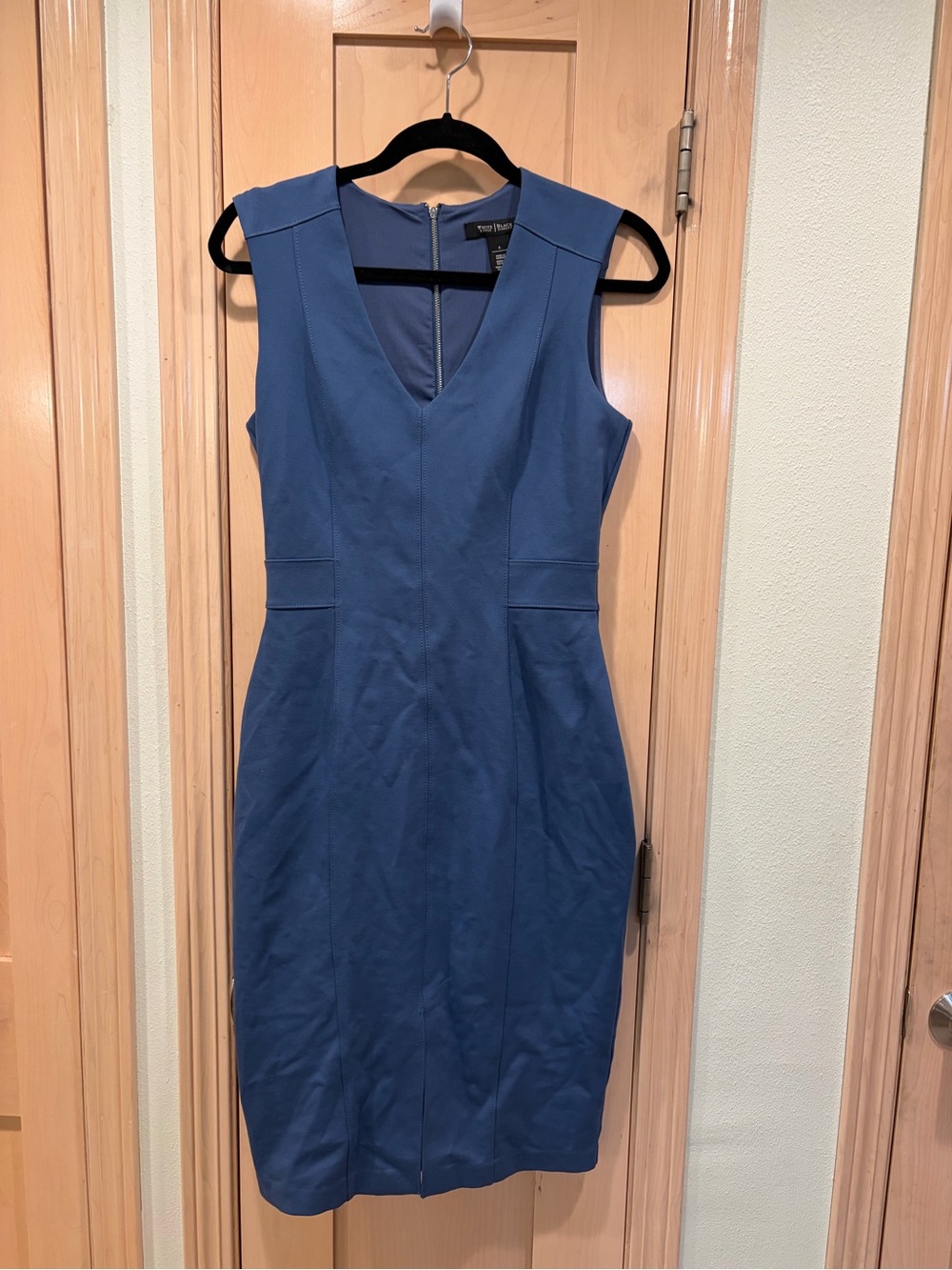White House Black Market Slate Blue V-Neck Sheath Dress